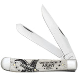 U.S. Army Embellished Smooth Natural Bone Trapper Knife Front View