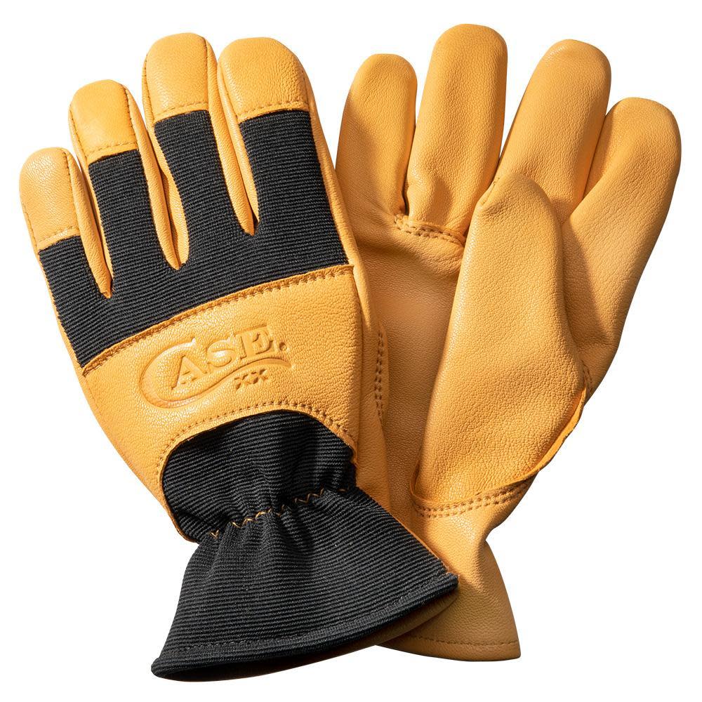 Yellow and Black Leather Work Gloves