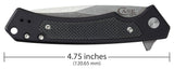 Black Anodized Aluminum G-10 Marilla® Knife Dimensions