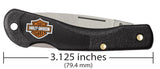 Harley-Davidson® Black Synthetic Mini Blackhorn® closed showing the front of the knife