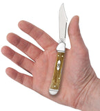 Smooth Antique Bone Mini Copperlock® Knife in Hand