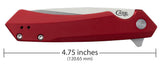 Anodized Aluminum Red Kinzua® Knife Dimensions