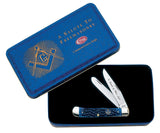 Masonic Standard Jig Blue Bone Trapper Knife in Gift Tin