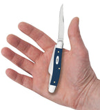 Smooth Navy Blue Synthetic Medium Stockman Knife in Hand