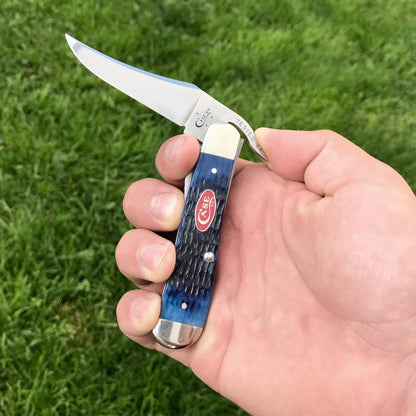 Navy Blue Bone Rogers Jig RussLock® Knife in Hand Lifestyle Image