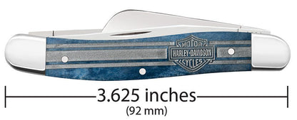 Harley-Davidson® Embellished Smooth Navy Blue Bone Medium Stockman Knife Dimensions