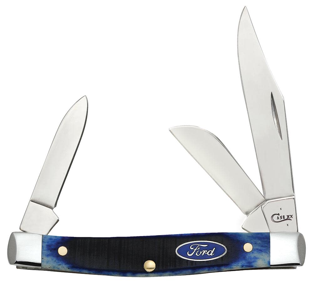 Ford Sawcut Blue Bone Medium Stockman Knife Front View