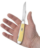 Yellow Synthetic Trapper with Clip Knife in Hand