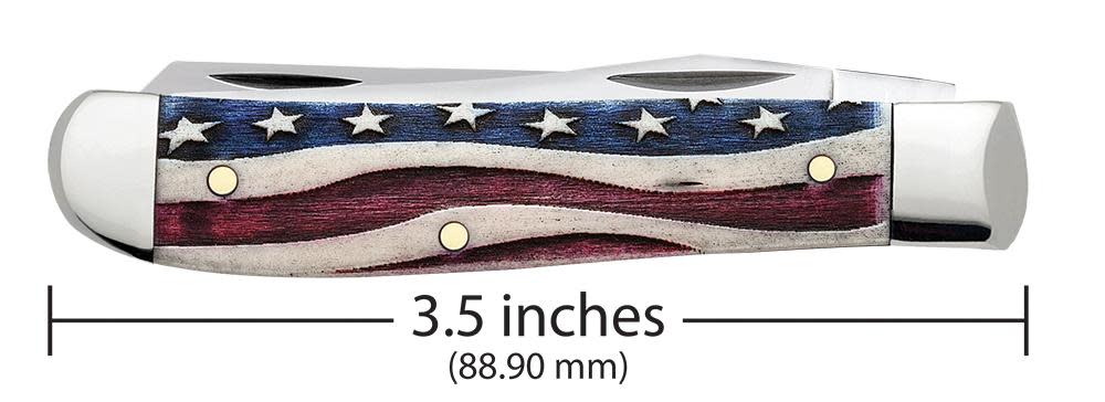 Star Spangled Embellished Smooth Natural Bone Mini Trapper Knife Dimensions