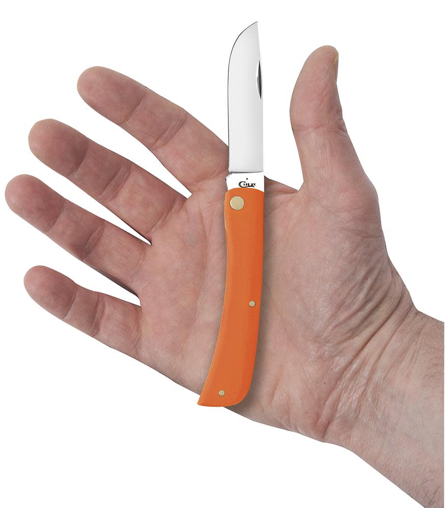 Orange Synthetic Sod Buster Jr® Knife in Hand