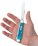 Sawcut Jig Caribbean Blue Bone Trapper Knife in Hand