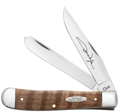 John Wayne Smooth Curly Oak Trapper Knife Front View