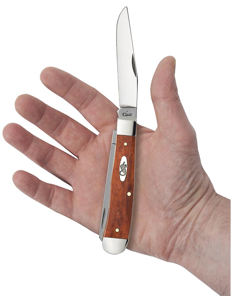 Smooth Chestnut Bone Trapper Knife in Hand