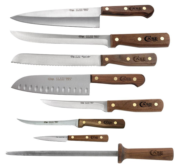 3 Piece Stainless Steel Chef Knife Set with Walnut Wood Handles