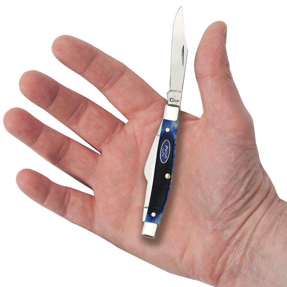 Ford Sawcut Blue Bone Medium Stockman Knife in Hand