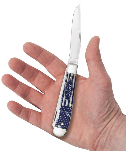 Ford Embellished Smooth Natural Bone Trapper Knife in Hand