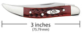 Pocket Worn® Corn Cob Jig Old Red Bone Small Texas Toothpick Knife Dimensions