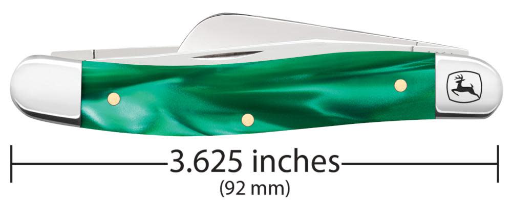 John Deere Smooth Green Pearl Kirinite® Medium Stockman Knife Dimensions