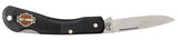Harley-Davidson® Black Synthetic Mini Blackhorn® open showing the front of the knife