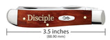 Religious Sayings Matthew 28: 19-20 Embellished Smooth Chestnut Bone Mini Trapper Knife Dimensions