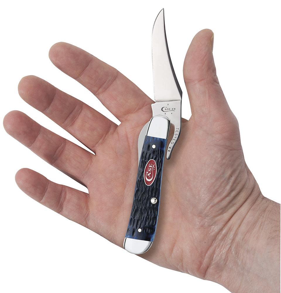 Rogers Jig Navy Blue Bone Russlock® Knife in Hand