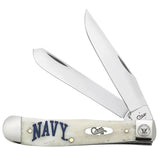 U.S. Navy Embellished Smooth Natural Bone Trapper Knife Front View