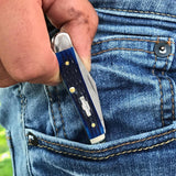Rogers Corn Cob Jig Blue Bone Peanut Knife in Pocket