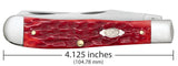 Peach Seed Jig Dark Red Bone CS Trapper with Pocket Clip Knife Dimensions