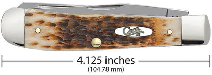 Peach Seed Jig Amber Bone CS Trapper Knife Dimensions