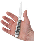War Series Desert Storm Embellished Smooth Natural Bone Trapper Knife in Hand