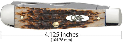 Peach Seed Jig Amber Bone Trapper Knife Dimensions