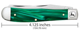 John Deere Smooth Green Pearl Kirinite® Trapper Knife Dimensions