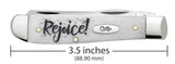 Religious Sayings Rejoice Embellished Smooth Natural Bone Mini Trapper Knife Dimensions