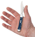 Smooth Navy Blue Synthetic Mini Copperlock® Knife in Hand