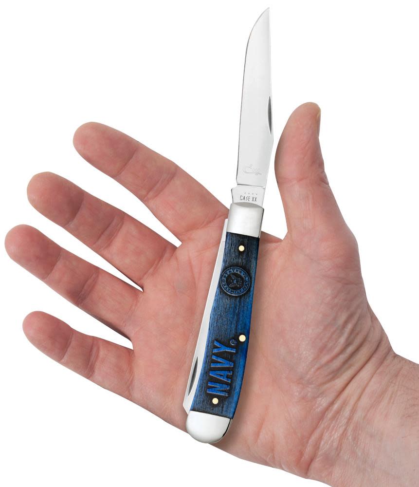 U.S. Navy® Embellished Smooth Natural Bone Trapper Knife in Hand