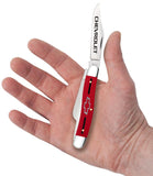 Chevrolet® Embellished Smooth Red Synthetic Stockman Knife in Hand