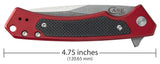 Red Anodized Aluminum G-10 Marilla® Knife Dimensions
