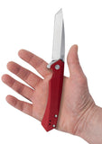 Anodized Aluminum Red Kinzua® Knife in Hand