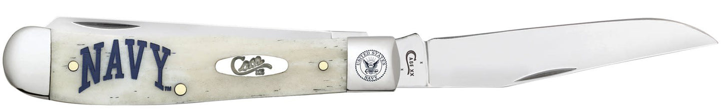 U.S. Navy®  Embellished Smooth Natural Bone Trapper Knife Open