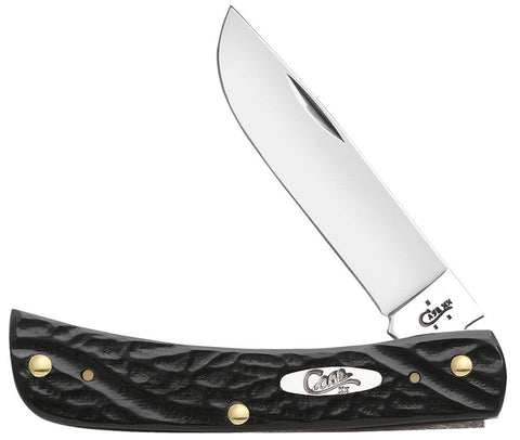 Jigged Rough Black® Synthetic Sod Buster Jr® Knife Front View