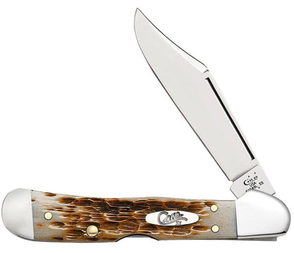 Peach Seed Jig Amber Bone Mini CopperLock® Knife Front View