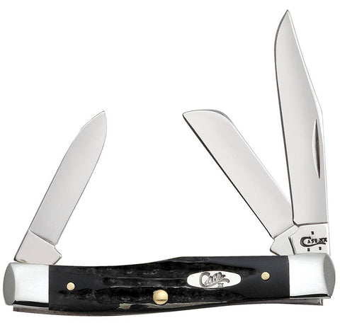 Jigged Buffalo Horn Medium Stockman Knife with 3 blades open