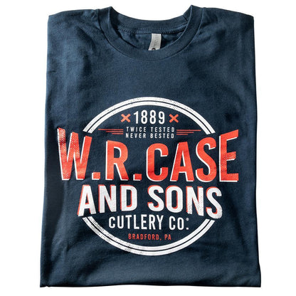 Navy Blue T-Shirt with W.R. Case & Sons Logo Folded