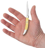 Yellow Synthetic Small Texas Toothpick Knife in Hand