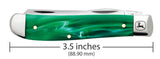 John Deere Smooth Green Pearl Kirinite® Mini Trapper Knife Dimensions