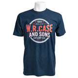 Front view of Navy Blue T-Shirt with W.R. Case & Sons Logo on Manikin