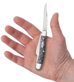 Pocket Worn® Crandall Jig Gray Bone Medium Stockman Knife in Hand