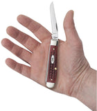 Pocket Worn® Corn Cob Jig Old Red Bone Mini Trapper Knife in Hand