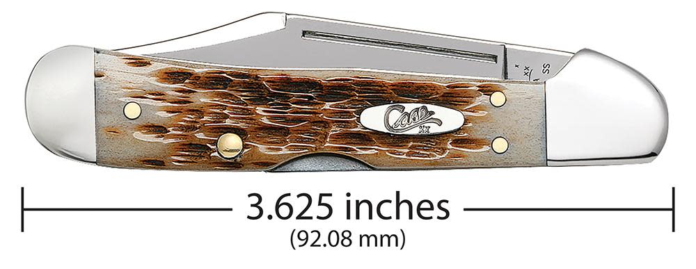 Peach Seed Jig Amber Bone Mini CopperLock® Knife Dimensions