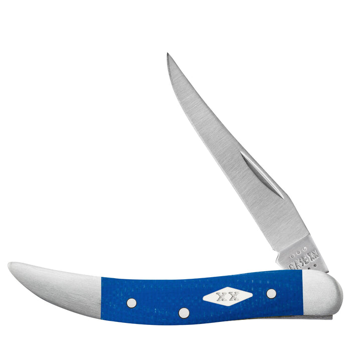 Smooth Blue G-10  Small Texas Toothpick  Knife Front View